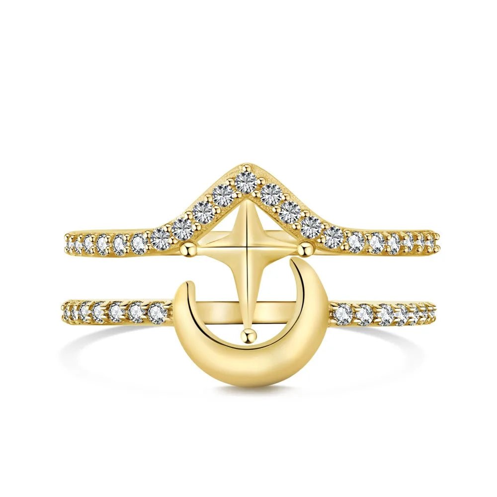 Anchor Polaris Cross V Shape Ring Set - Lupine