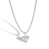 Beaded Chain Frosted Heart Shape Pendant Necklace - Lupine