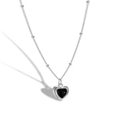 Black Onyx Stone Heart Shape Pendant Necklace - Lupine