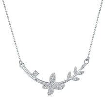 Butterfly Olive Leaf Pendant Necklace - Lupine