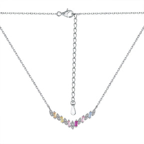 Colorful Baguette V Shape Pendant Necklace - Lupine