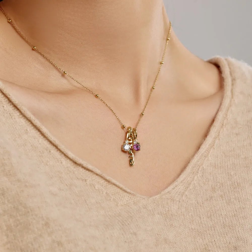 DIY Link Bead Chain Mama Alphabet Pendants Necklace - Lupine