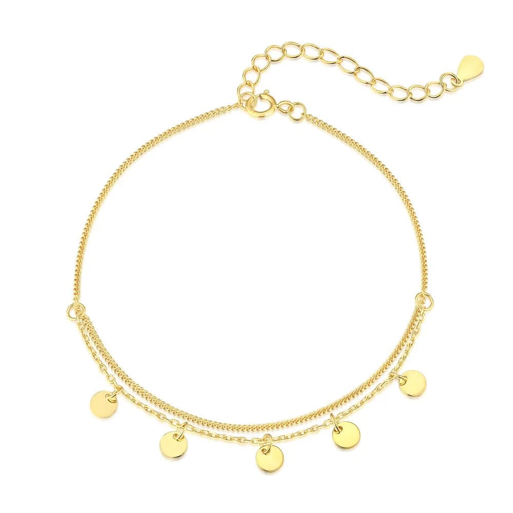 Double Layer Geometric Round Tassel Chain Anklet or Bracelet - Lupine