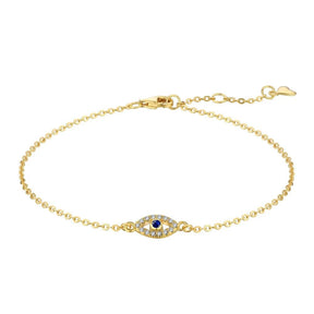 Evil Blue Eye Sapphire Link Chain Bracelet - Lupine