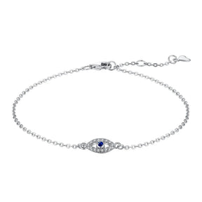 Evil Blue Eye Sapphire Link Chain Bracelet - Lupine