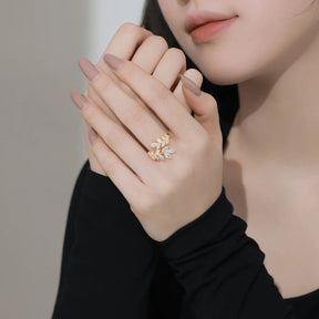 French Wheat Marquise Open Ring - Lupine