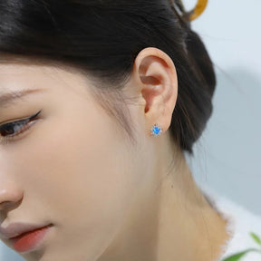 Gemstone Opal Sun Stud Earrings - Lupine