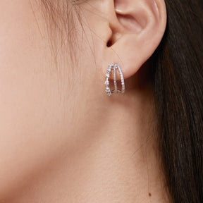 Geometric Triple Layers Twisted Hallow Stud Earrings - Lupine