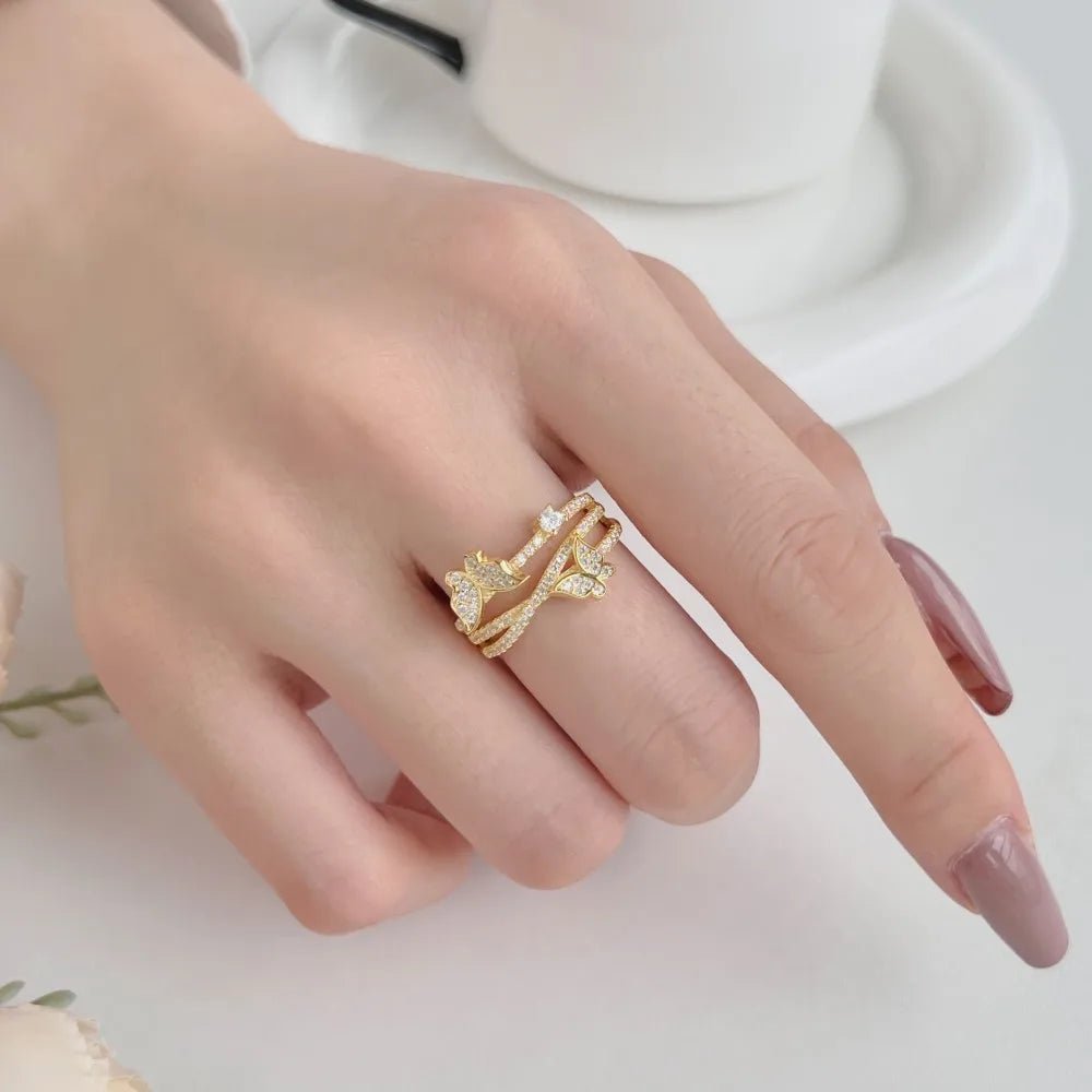 Interlock Multiple Layer Butterfly Ring - Lupine