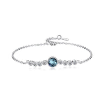 Link Chain Austrian Crystal Solitaire Stackable Bracelet - Lupine