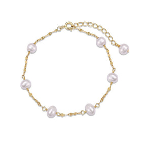 Link Chain Fresh Water Pearl Bracelet - Lupine