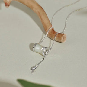 Link Chain Hetian Jade Bamboo Pendant Necklace - Lupine