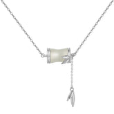 Link Chain Hetian Jade Bamboo Pendant Necklace - Lupine