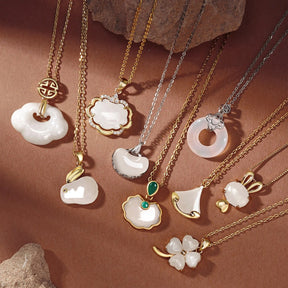 Link Chain Hetian Jade Treasure Pendant Necklace - Lupine