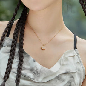 Link Chain Hetian Jade Treasure Pendant Necklace - Lupine