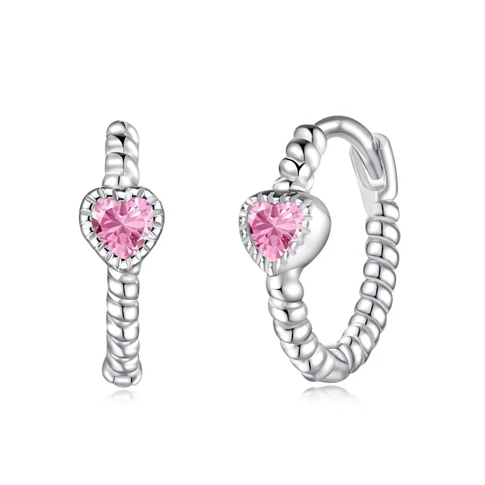 Pink Heart Love Hoop Earrings - Lupine
