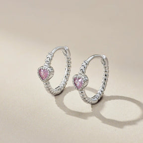 Pink Heart Love Hoop Earrings - Lupine
