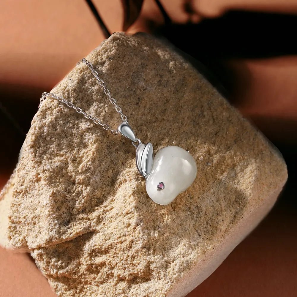 Rabbit Hetian Jade Pendant Necklace - Lupine