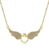 Ring with Wings Pendant Necklace - Lupine