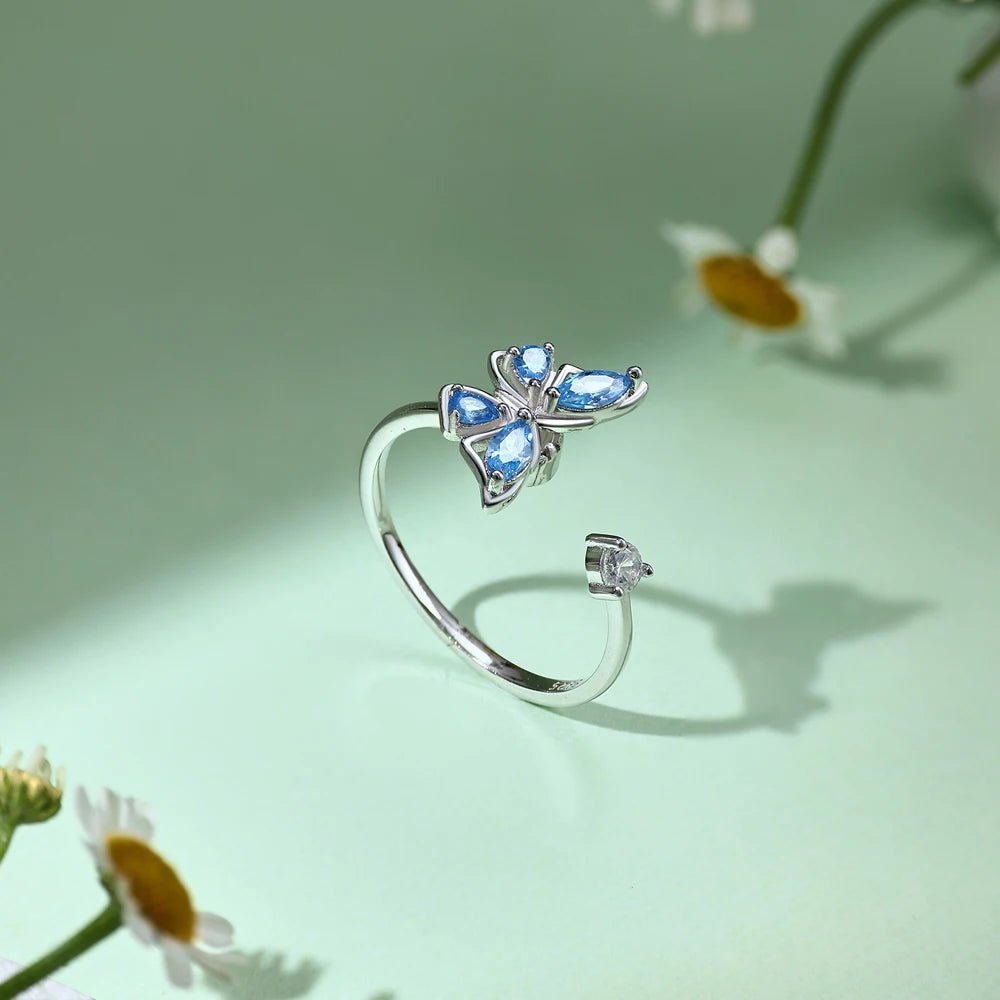 Rotatable Spinning Butterfly Shape Anxiety Ring - Lupine