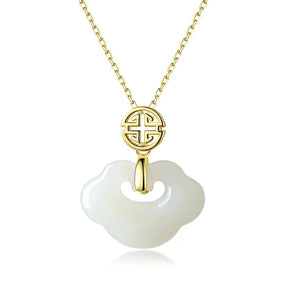 Traditional Style Hetian Jade Pendant Long Life Lucky Necklace - Lupine