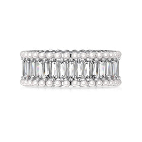 Triple Layers Baguette Eternity Band Pearl Ring - Lupine