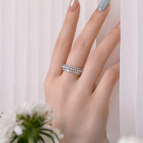 Triple Layers Eternity Band Pearl Baguette Ring - Lupine