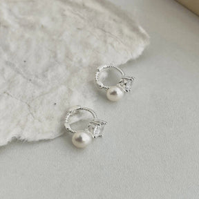 Twisted Pearl Hoop Earrings - Lupine
